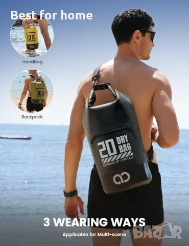 Водоустойчива раница Lamicall Dry Bag - [Джоб с цип] 10L/20L водоустойчива чанта с капак на колела, снимка 5 - Раници - 55857820