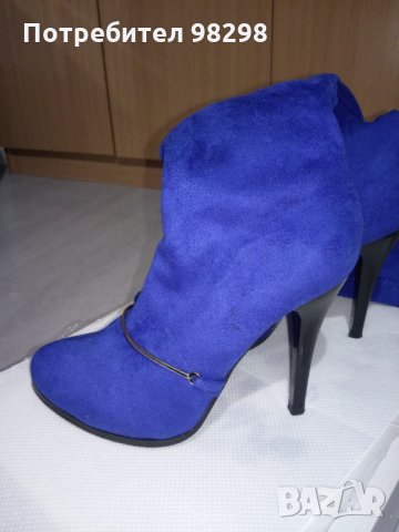 Сини дамски ботуши на ток, снимка 2 - Дамски ботуши - 35155086