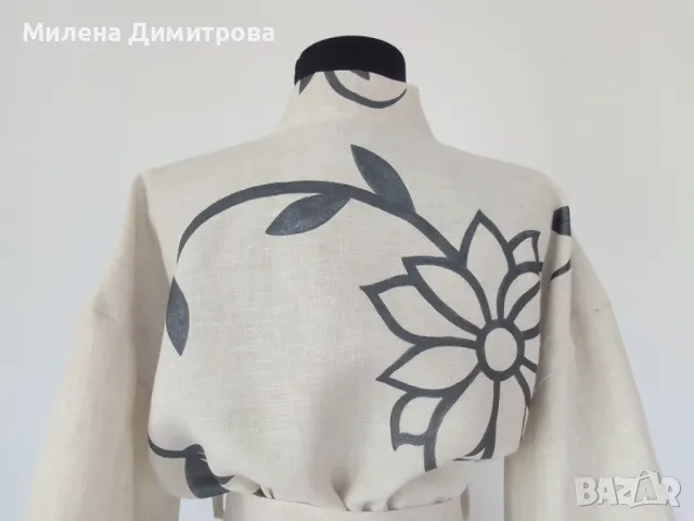 Ръчно рисувано ленено кимоно, снимка 9 - Сака - 48868280