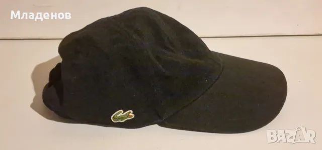 Черна шапка Lacoste 