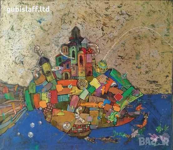 Картина "Кръговрат", проф. Пл. Легкоступ, 1993 г., снимка 2 - Картини - 49372508