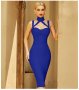Дамска тъмно-синя рокля по тялото, бандажна, снимка 4