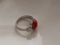 Нов сребърен пръстен с естествен корал и циркон, снимка 2