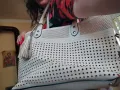 Подарявам!Бяла голяма чанта с дупчици, снимка 11
