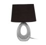 Настолна лампа, Сребърна, Керамична основа, Черна шапка, 33см, E14​