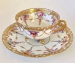 Dresden Germany  Circa 1884  Wolfsohn  Tea Cup & Saucer, Footed, Richly Gilded , снимка 2
