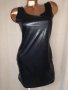  M/L Черна рокля от еко кожа, снимка 1 - Рокли - 40532870
