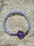 Перлена гривна с лилаво цвете, снимка 1