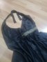 Черна сатенена рокля с прехвърляне, снимка 1