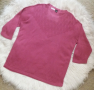 Блуза в наситен розов цвят от фино плетиво с красива релефна плетка, снимка 1 - Блузи с дълъг ръкав и пуловери - 44790845