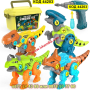 Детски комплект за сглобяване на динозаври с кутия за съхранение, електрически винтоверт - КОД 44203