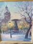 61х53см/абстрактна картина масло върху платно/градски пейзаж-зима-фонтан/дървена рамка, снимка 2