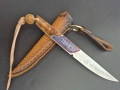 Компактен ловен нож,фултанг дамаска стомана с кожена кания, LN426, снимка 2