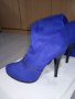 Сини дамски ботуши на ток, снимка 2