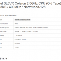 Intel Celeron 2.0GHz CPU , снимка 2 - Процесори - 36378097
