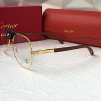 Cartier 2023 прозрачни мъжки слънчеви очила с кожа и дървени дръжки, снимка 11 - Слънчеви и диоптрични очила - 42813053