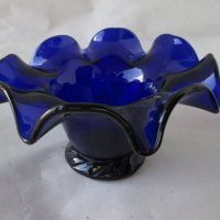 Красива кобалт синя фруктиера, стъкло, снимка 2 - Декорация за дома - 40203776