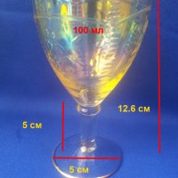 Стъклени чаши за концентрат или вино, богата ръчна инкрустация, столче, седефен ефект, снимка 2 - Чаши - 40783411