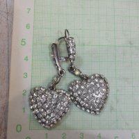 Обеци "Сърце" комплект с камъни имитационна бижутерия, снимка 1 - Обеци - 30354325