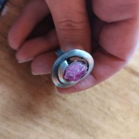 Стар сребърен пръстен с необработен рубин (10) , снимка 4 - Пръстени - 38590469