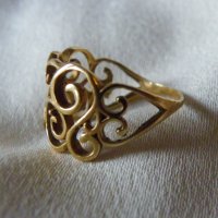 Красив стар италиянски позлатен сребърен пръстен, снимка 3 - Пръстени - 31763043