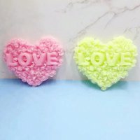 Сърце от рози с надпис Love силиконов молд форма фондан гипс смола шоколад сапун, снимка 2 - Форми - 44151676