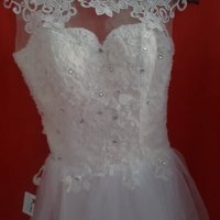 къса сватбена официална рокля с обем по поръчка, снимка 5 - Сватбени рокли - 26003371