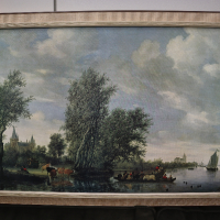 Картина репродукция / канава/ Salomon van Ruysdael - Rivierlandschap met veerpont (1649), снимка 2 - Картини - 44562287