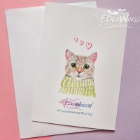 Картичка "Котка с шал", снимка 3 - Подаръци за жени - 29087002