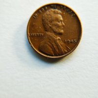 Lincoln Wheat Penny 1945 год. - рядка монета пълна с история на USA, снимка 1 - Колекции - 42781280