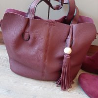 Дамска чанта + боти цвят бордо, снимка 4 - Чанти - 29417455