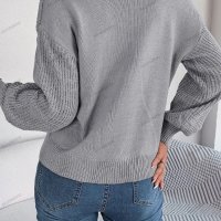 Небрежен едноцветен дамски плетен пуловер с квадратно деколте, 3цвята - 023 , снимка 18 - Блузи с дълъг ръкав и пуловери - 42237722
