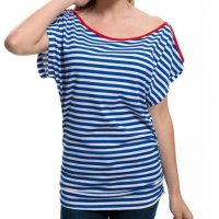 РАЗПРОДАЖБА!!! Нова дамска ефектна моряшка блуза-туника на райе, снимка 13 - Тениски - 30313636