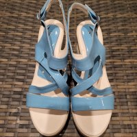 Сини сандали на платформа , снимка 1 - Сандали - 38686468