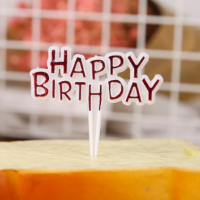 Happy Birthday 4 бр малки пластмасови опери топер за торта хапки мъфини сандвич рожден ден, снимка 2 - Други - 36556233
