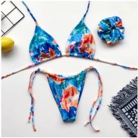 Бански Tilly Scrunchie Blue Orange - M L размери, снимка 2 - Бански костюми - 31288942