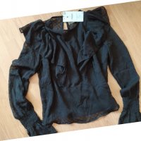 Черна риза Bershka, снимка 3 - Ризи - 29726538