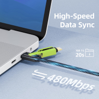 opodot 4 в 1 с Lightning/USB C/USB A портове, зелен,1,5 м [60W Fast Charging&Data Sync], снимка 5 - Кабели и адаптери - 44767675