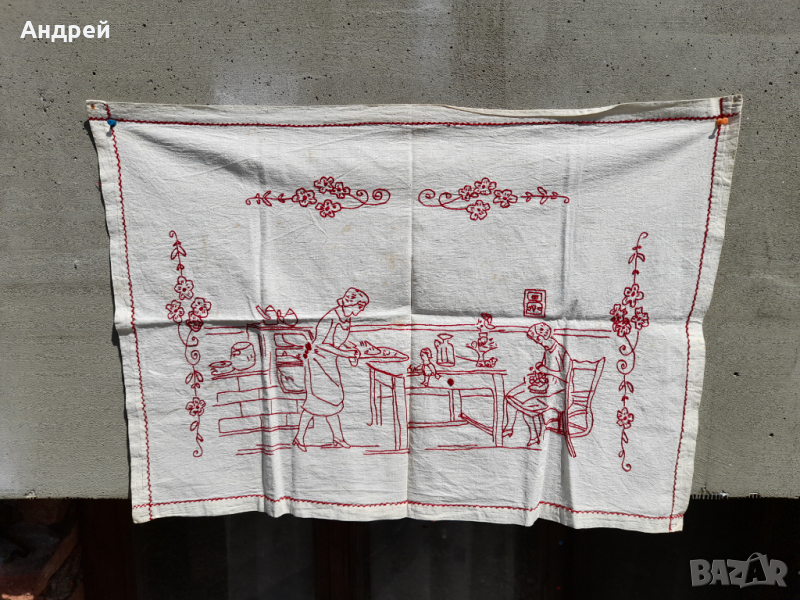 Старинен бродиран ковьор,покривка за стена #32, снимка 1