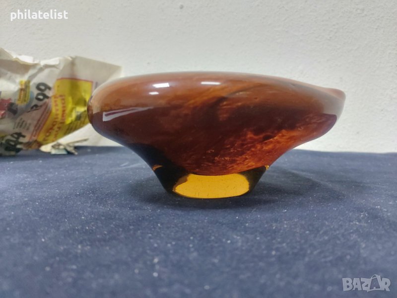 Пепелник - Цветно стъкло - Кафяво, снимка 1