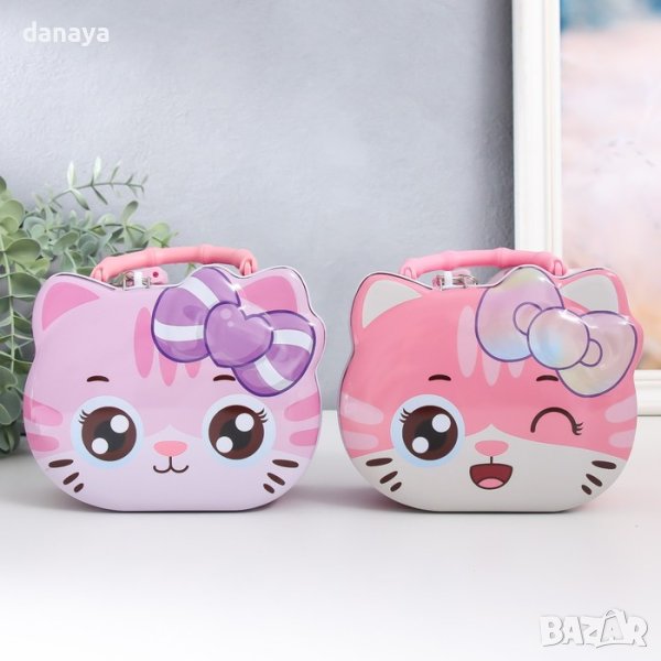 4001 Детска метална касичка Коте с катинар за заключване, снимка 1