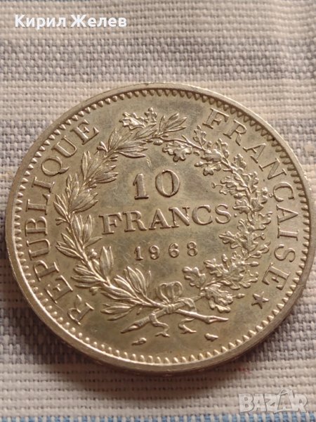 Сребърна монета 10 франка 1968г. Франция Трета република Херкулес за КОЛЕКЦИЯ 33071, снимка 1