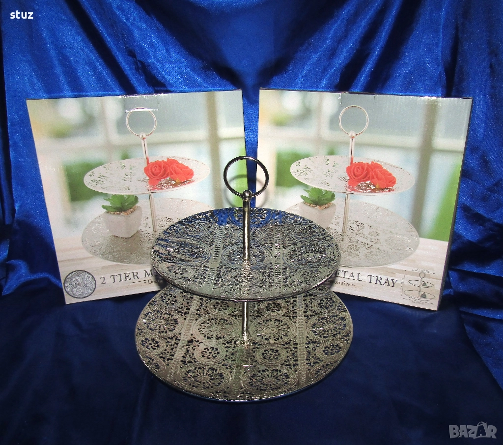 Двуетажни плата за сервиране, нови, снимка 1