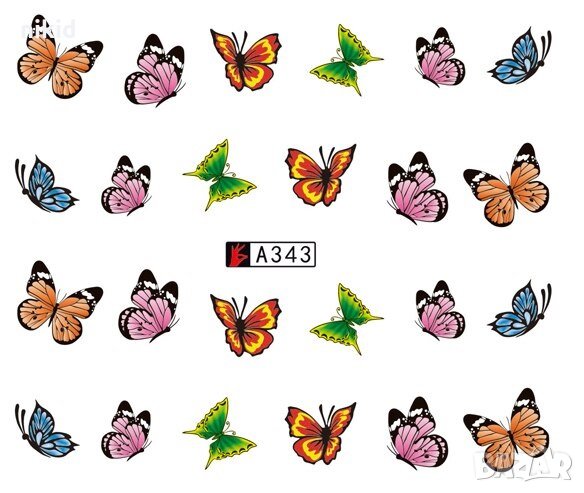 A343 пеперуди татос ваденки водни стикери маникюр, снимка 1