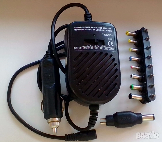 Универсално захранване за лаптоп от автомобил с накрайници, снимка 1