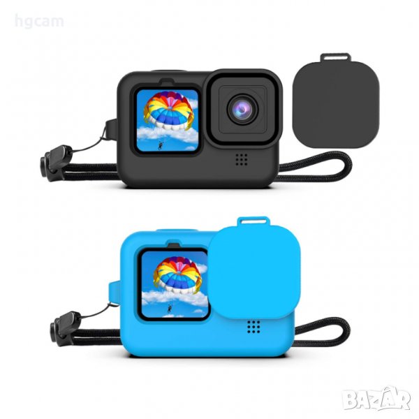 Калъф за GoPro Hero 9/10/11/12 Black, Капаче, Силикон, Черен/Син, снимка 1