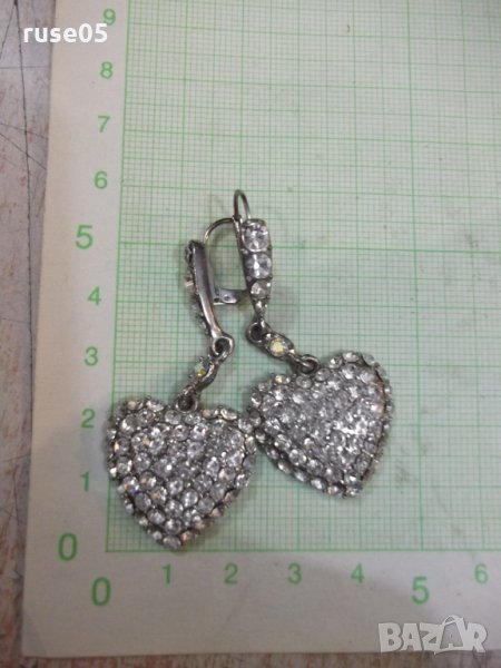 Обеци "Сърце" комплект с камъни имитационна бижутерия, снимка 1