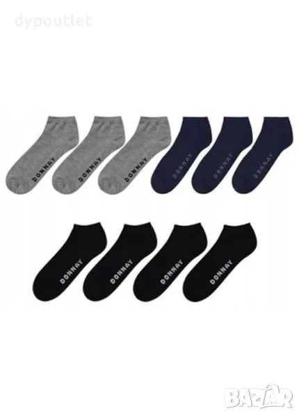 Donnay - Комплект  чорапи Trainer, 33-39 EU, Сиво/Синьо/Черно 10 броя. , снимка 1