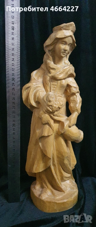 Ръчно изработена дърворезба- женска фигура ( Австрия -Германия), снимка 1