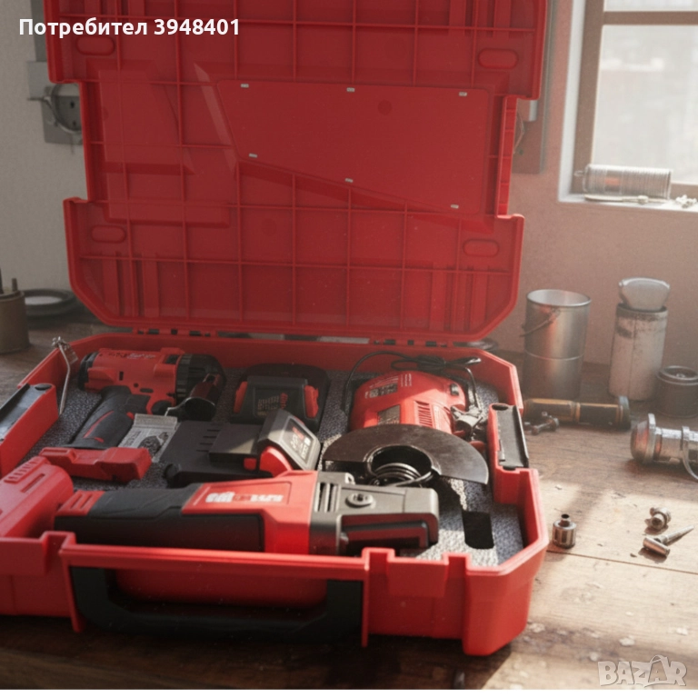 Комплект 2 в 1 KraftRoyal Red Mx Fuel 36V – ъглошлайф + гайковерт, 2x 8Ah батерии и удароустойчив ку, снимка 1